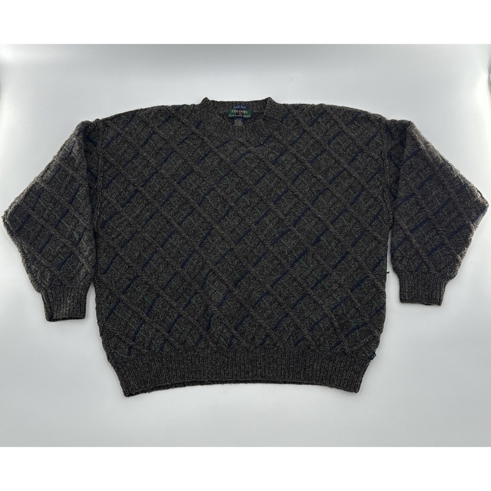 Vtg Colours By Alexander Julian Mens XL Sweater Deep Cable Knit Wool Hand Knit